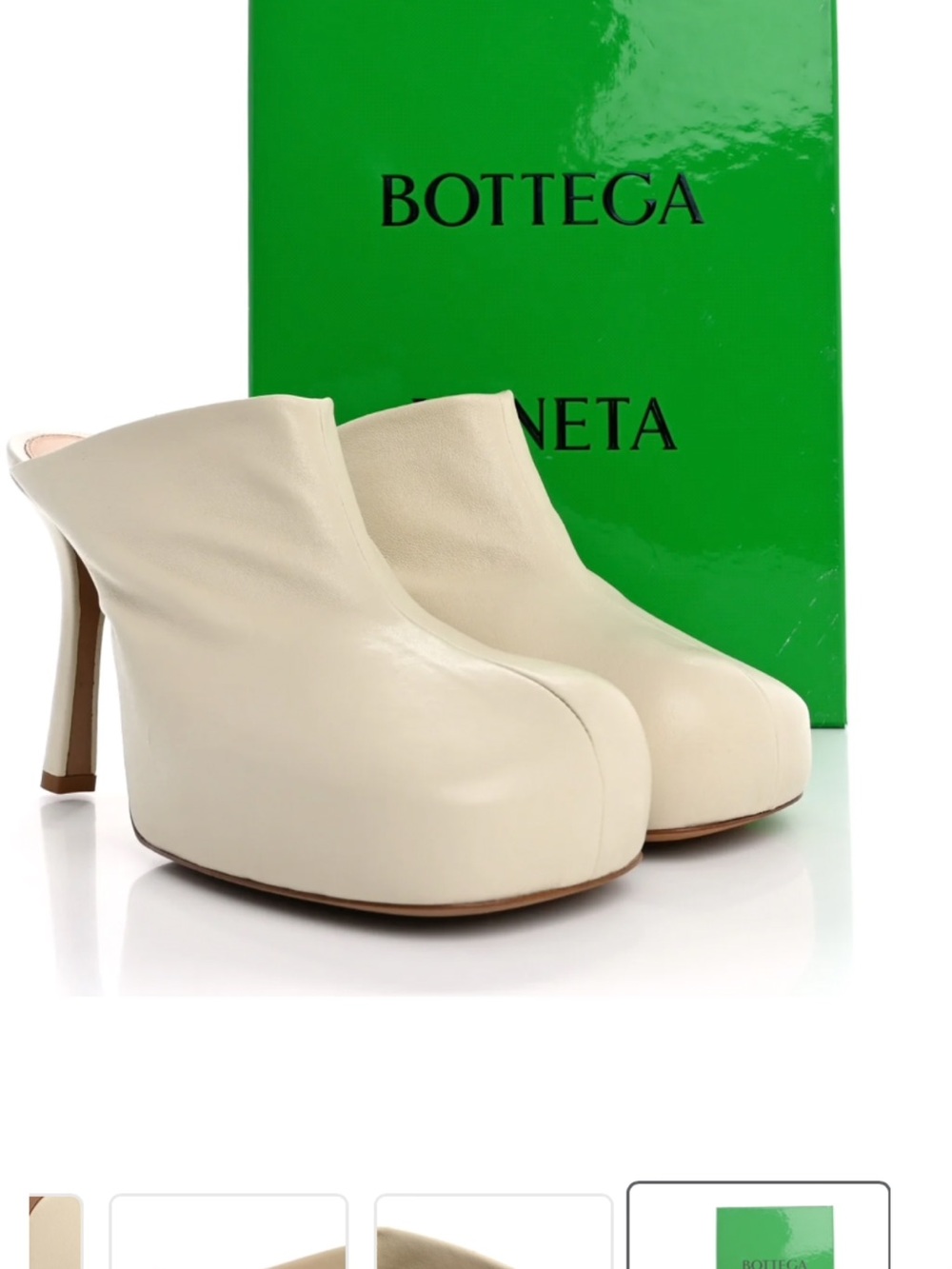 Bottega Veneta Ivory Leather Platform Mule Heels